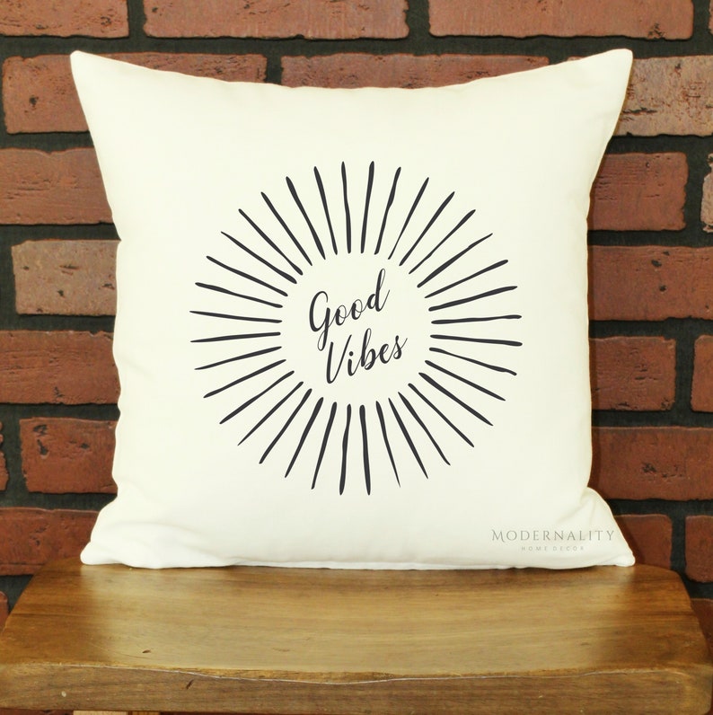 Good Vibes Pillow Happy Throw Pillow Motivational Pillow Etsy