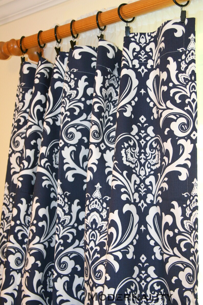 Navy Blue Custom Curtains Pair of Drapery Panels Premier Prints Blue Cafe Curtains or Long Window Treatments Choose Your Size image 10