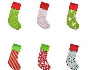 Bas de Noël personnalisés - décoration de Noël rouge et verte - bas de fête - bas modernes - bas de créateur personnalisés - bas de famille