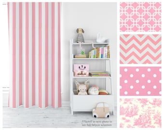 Baby Pink Nursery Curtains- Drapery Panel Pair- Premier Prints Custom Drapes for Baby Girl's Room Decor- Custom Sizes Available
