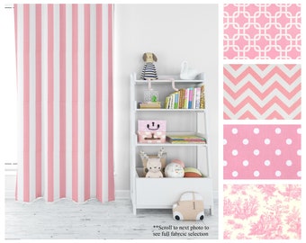Baby Pink Nursery Curtains- Drapery Panel Pair- Premier Prints Custom Drapes for Baby Girl's Room Decor- Custom Sizes Available