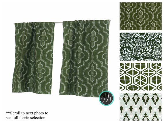 Green Designer Curtains Forest Green Drapery Panels Juniper Etsy