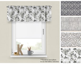 Valances modernos negros y grises de Sable- Premier Prints Custom Drape- Panel de café de cocina o topper de cortina de ventana de dormitorio- Recto u ondulado