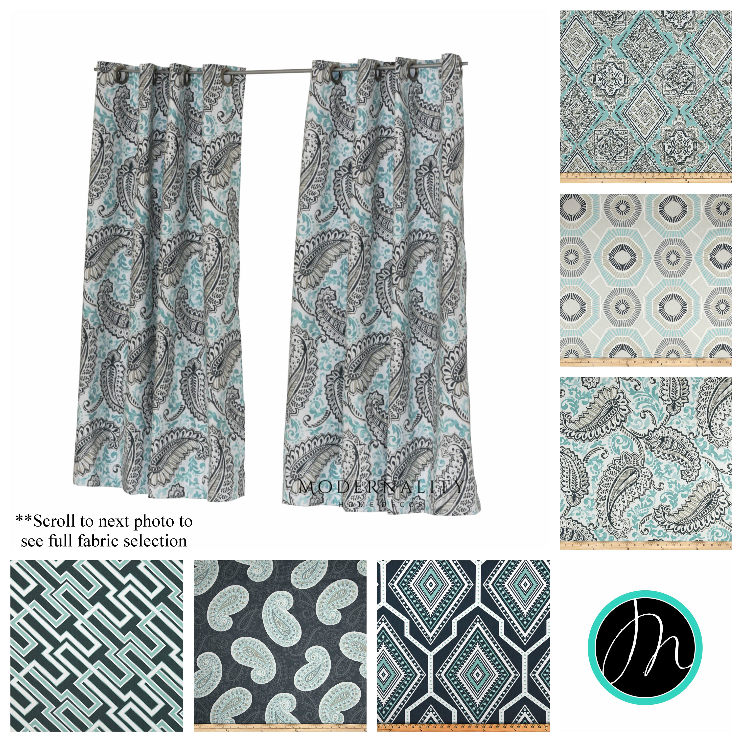 Aqua Curtain Panels Drapery Panel Pair Charcoal Curtains Etsy