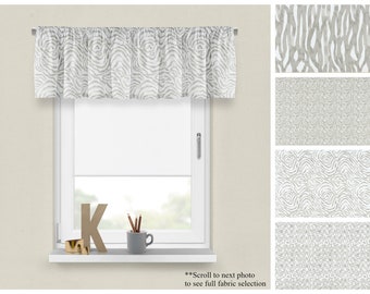 Stormy Luxe Canvas Valance- Premier Prints Angela Harris Decoración moderna- Tratamientos de ventanas personalizados en gris y blanco- Panel grueso recto u ondulado