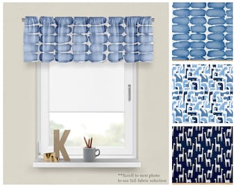 Sky Blue Valance- Premier Prints Blue Window Treatments- Custom Nursery Panel- Baby Room Decor- Straight or Wavy Valance Style