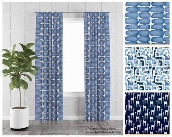 Sky Blue Curtains- Pair of Navy Drapery Panels- Premier Prints Nursery Curtains- Modern Custom Window Panels- Choose Your Pattern