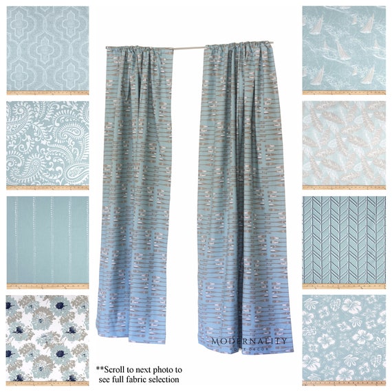 Spa Blue Curtains Dry Panels Nautical Fl - Spa Blue Curtains