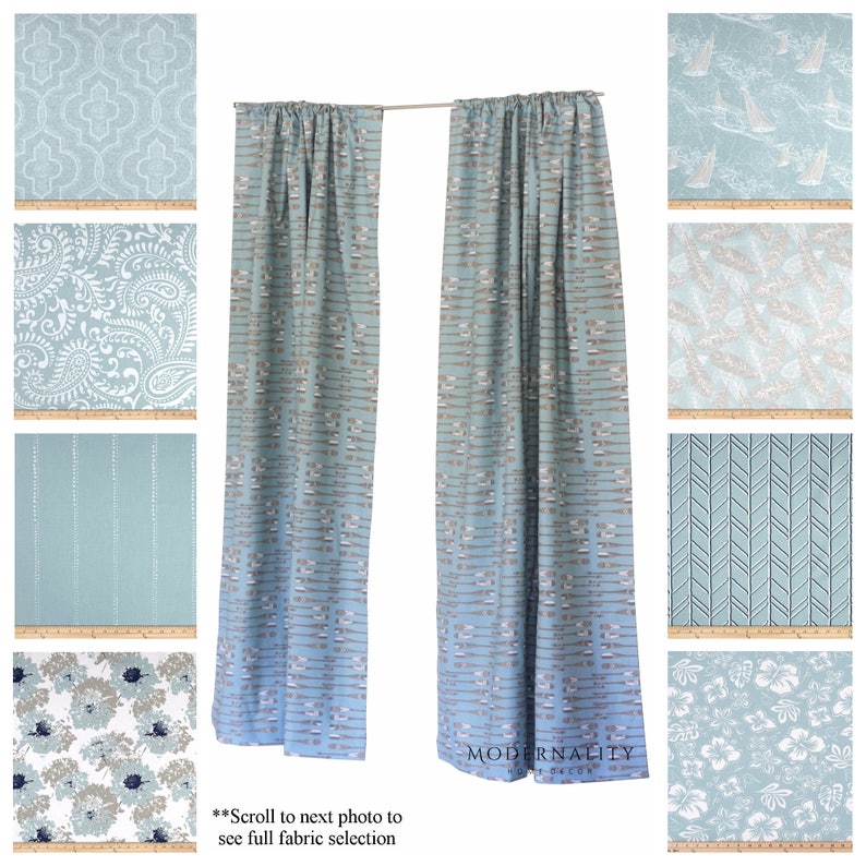 Spa Blue Curtains Drapery Panels Nautical Curtains Floral Etsy