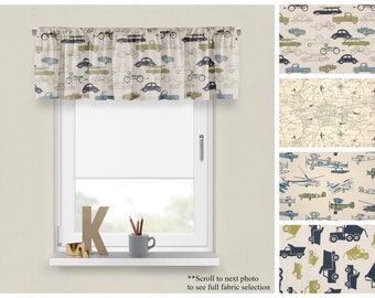 Lambrequins bleu Felix - Premier Prints, décoration de chambre d'enfant ou de salle de jeux - Panneau droit ou ondulé personnalisé - Choisissez votre taille