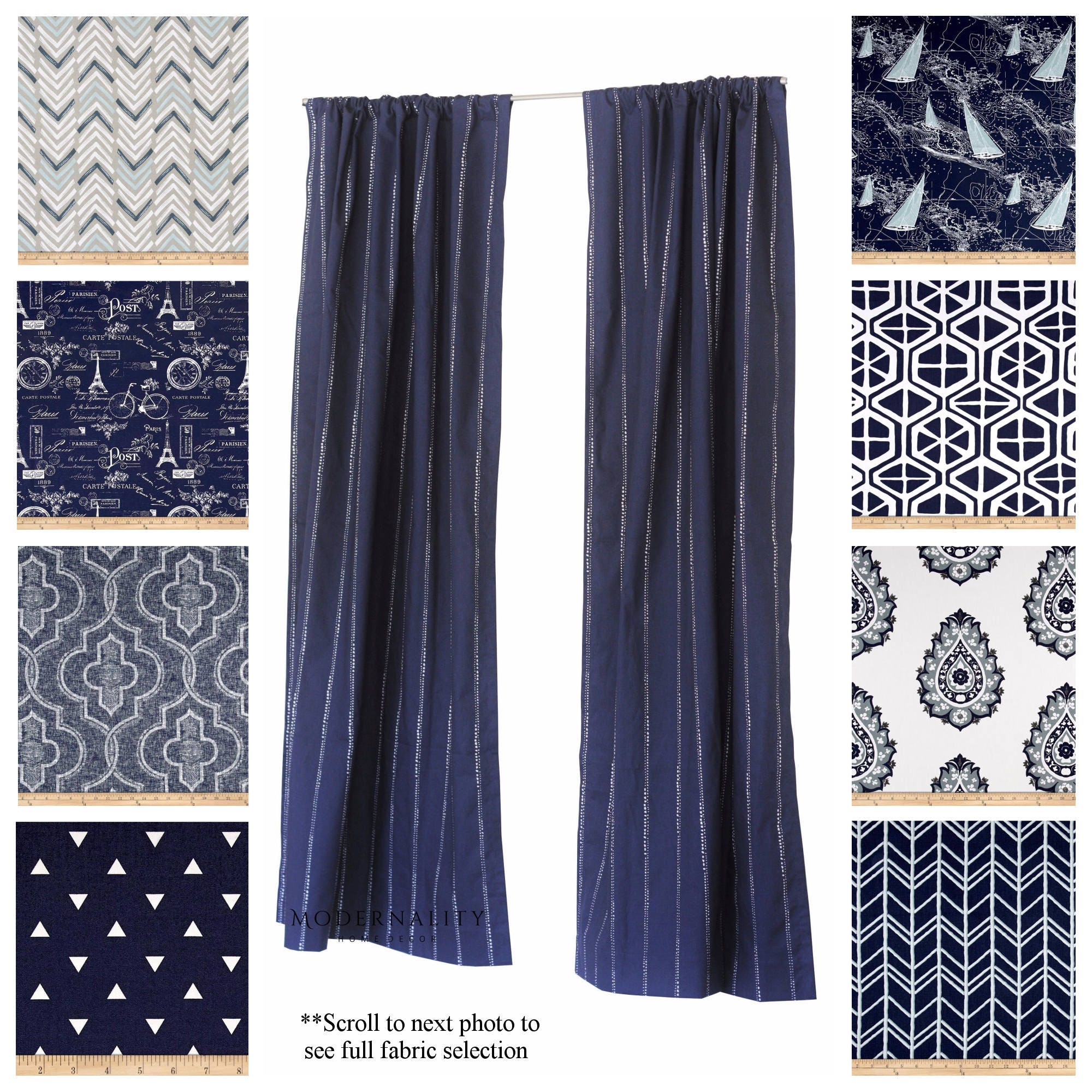 Window Curtains Dry Panels Vintage Indigo Navy Window Curtains Dry Panels Vintage, Nautical Window Curtains