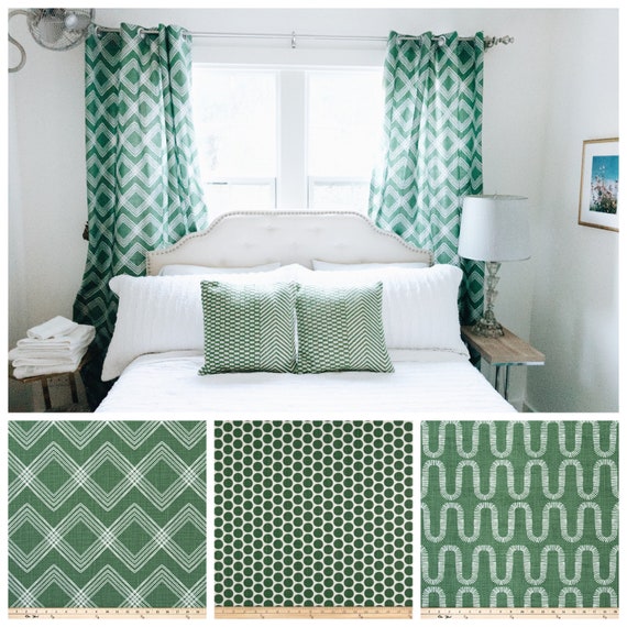 Green Window Curtains Drapery Panel Pair Ocado Curtains Etsy