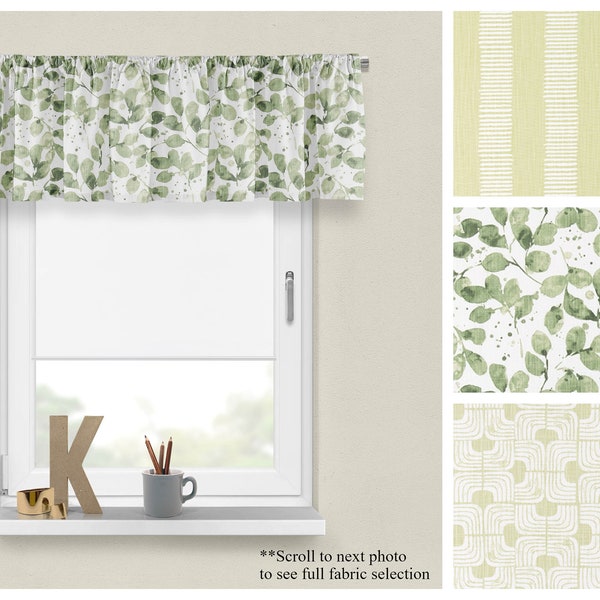 Endive Window Valance- Premier Prints Light Green Window Treatments- Modern Window Topper- Straight or Wavy Style- Choose Your Size