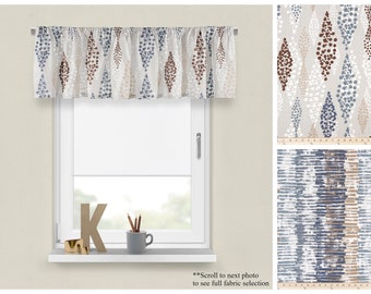 River Way Valance- Modern Blue Drapery Panel by Premier Prints- Luxury Kitchen Cafe Curtain- Straight or Wavy Valance Style