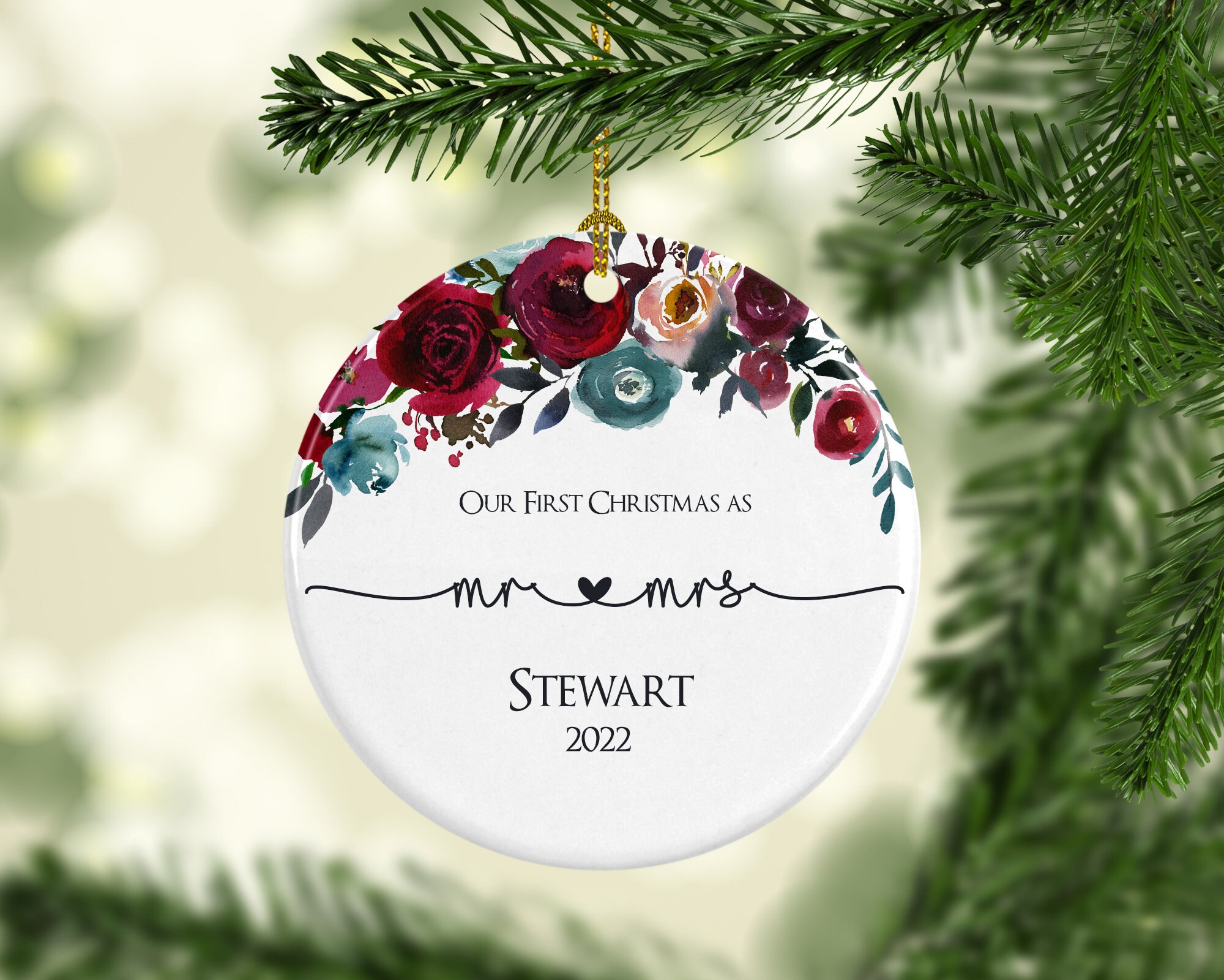 Navy Personalized Christmas Tree Ornament 