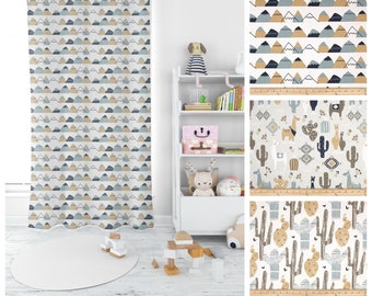 Awendela Modern Nursery Curtains- Pair of Drapery Panels- Premier Prints Blue and Beige Custom Drapes- Custom Sizes Available