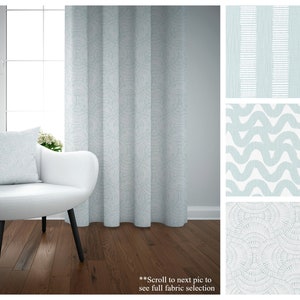 Snowy Blue Belgian Linen Curtains- Drapery Panel Pair- Premier Prints Light Blue Custom Drapes- Elegant Window Panels with Designer Linen
