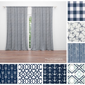 Premier Navy Blue Curtains- Elegant Pair of Drapery Panels- Premier Prints Nautical Drapes- Custom Window Panels- Navy Bedroom Curtains