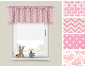 Baby Pink Nursery Valance- Premier Prints Custom Decorative Panel- Baby Pink Girls Room Decor- Straight or Wavy Valance- Choose your Size