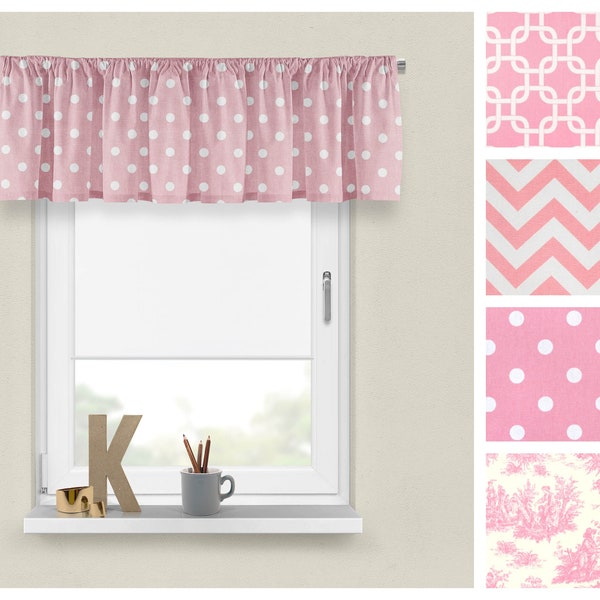 Baby Pink Nursery Valance- Premier Prints Custom Decorative Panel- Baby Pink Girls Room Decor- Straight or Wavy Valance- Choose your Size