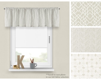 Fog Grey Modern Valance- Premier Prints Light Gray Window Treatment- Custom Kitchen Cafe Panel or Living Room Topper- Straight or Wavy Panel