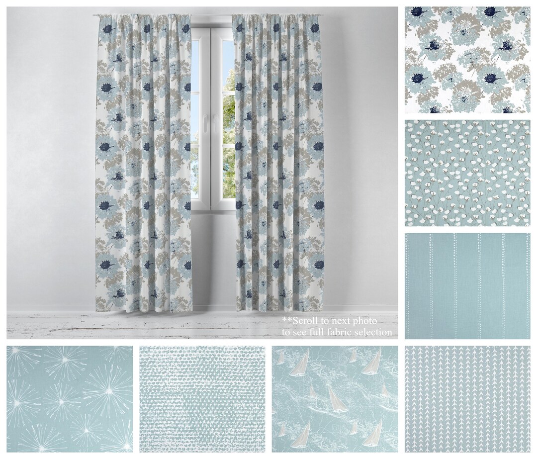 Spa Blue Curtains Drapery Panel Pair Premier Prints Nautical Curtains