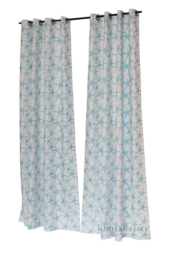 Nautical Curtain Panels Aqua Coastal Blue Curtains Window