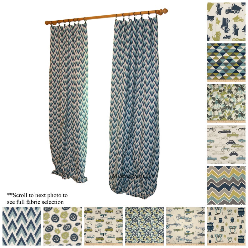 Kids Curtains Drapery Panels Felix Blue Curtains Childrens Etsy