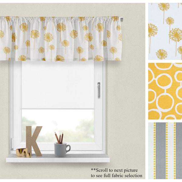 Corn Yellow Valances- Premier Prints Modern Window Panel- Yellow Cafe Curtain or Custom Bedroom Window Topper- Straight or Wavy Valance