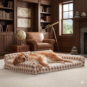 Large Brown Memory Foam Dog Couch Bed Washable Cover Bolster Sides Non Slip Bed