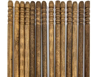 Solid Wood Barrette Stick, Lathe-turned Hardwood, Dark Brown Stain Finish, for Hair Barrettes