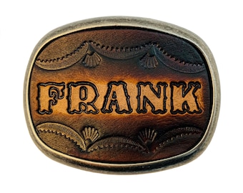 MADE to ORDER Custom Tooled Leather Belt Buckle, Names or Initials, Up to 6 Letters