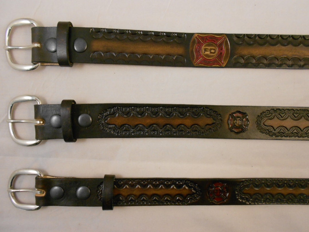 Firefighter Leather Belt, Fireman, USA Handcrafted Fire Department