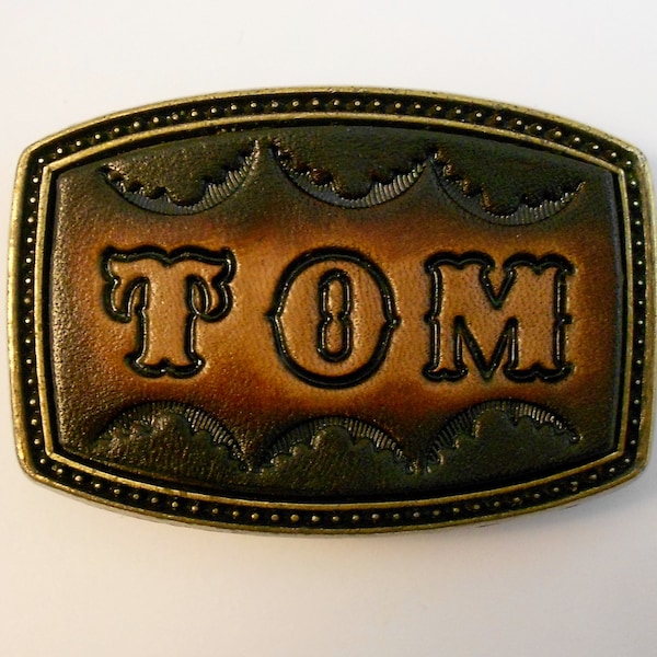 Small Leather Name Buckle For Narrow Belts, 1 to 5 Letters, Made to Order