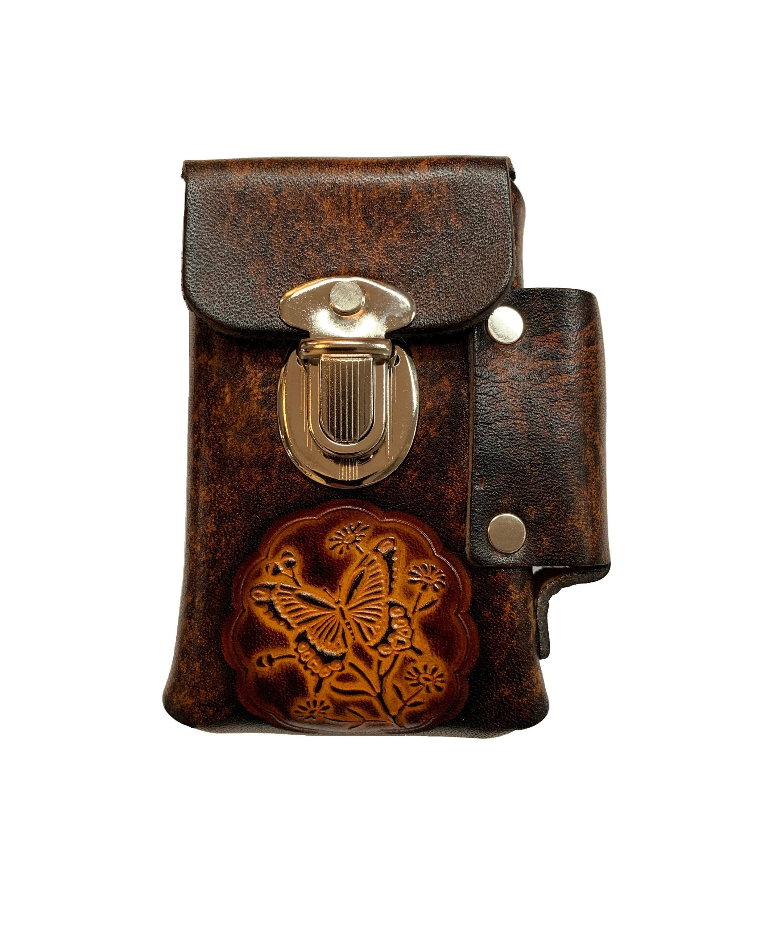 Hand-crafted Leather Cigarette Case, Many Designs - Roses Hand-crafted Leather Cigarette Case, Many Designs - Roses