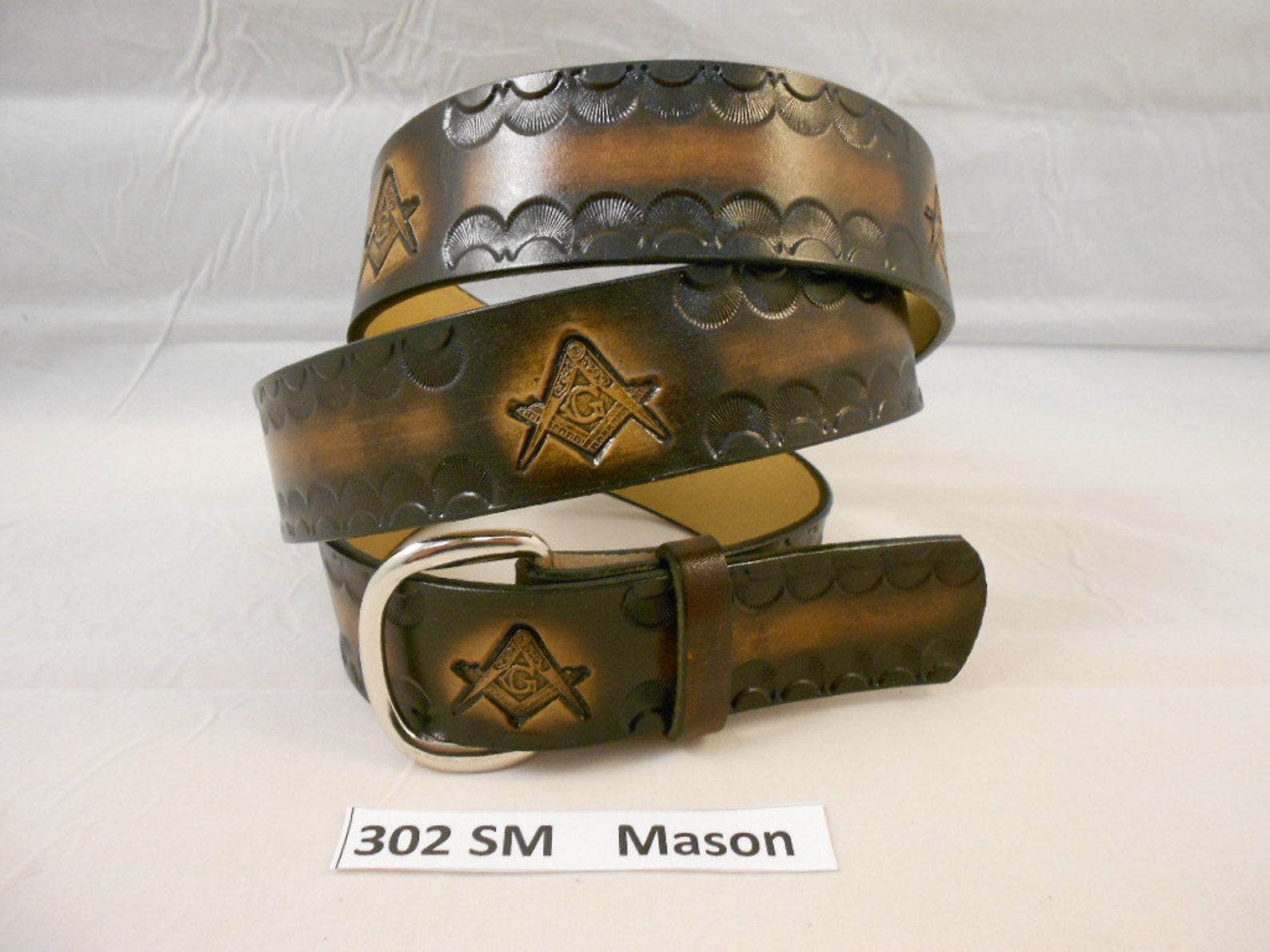 Masonic Leather Belt USA HandCrafted Free Masonry Blue Etsy