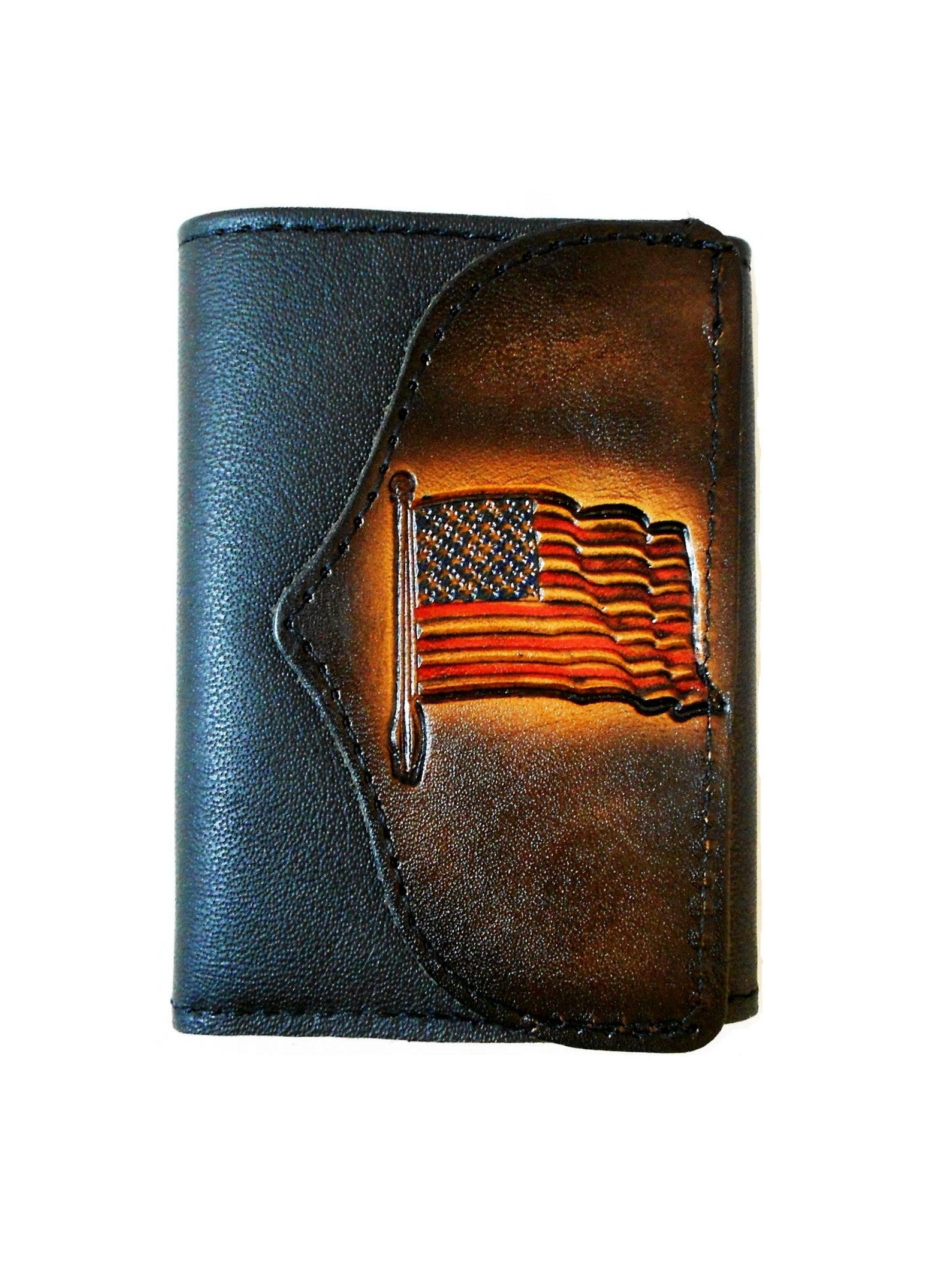 Handcrafted Leather Trifold Wallet American Flag USA United Etsy India