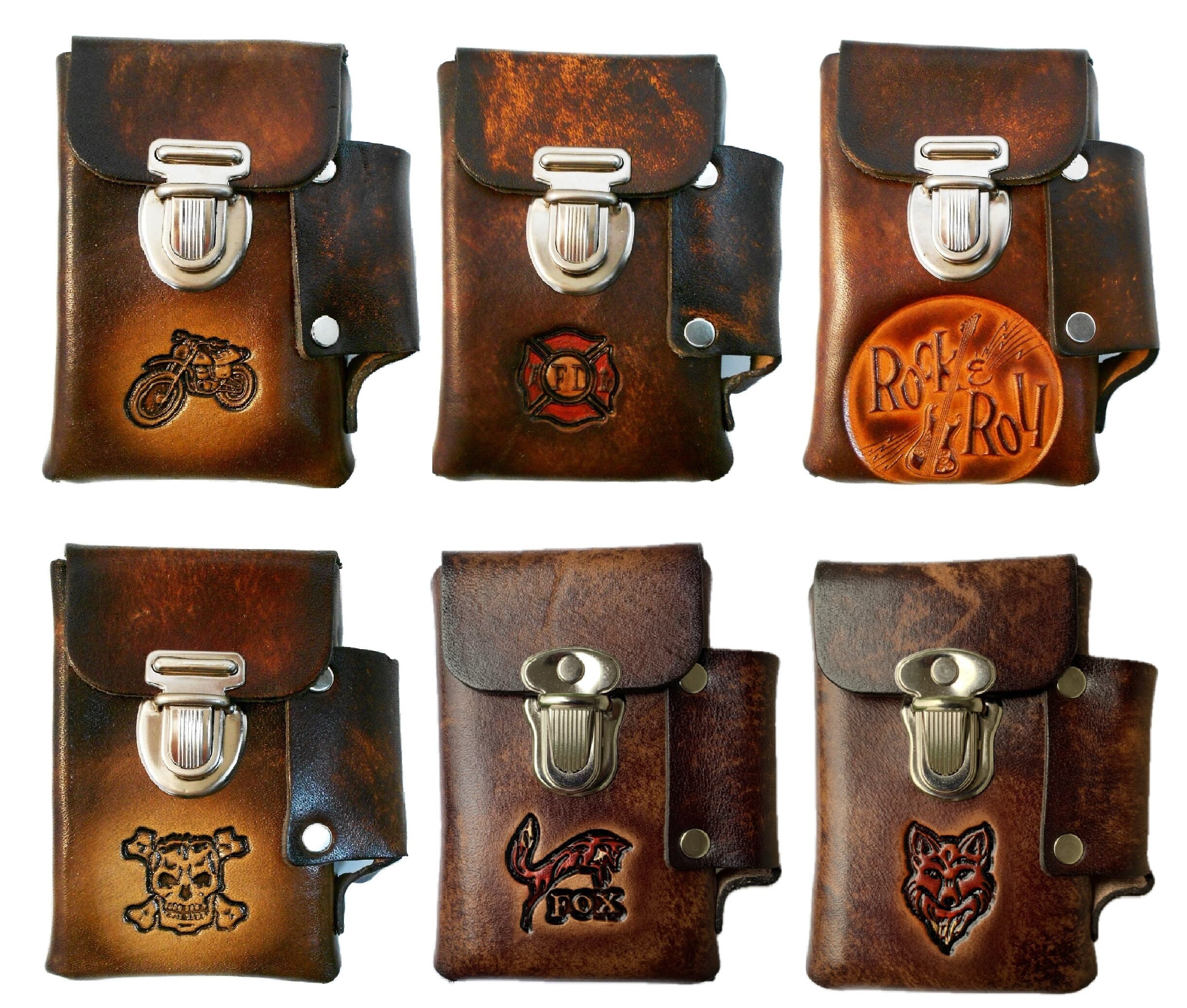 Hand-crafted Leather Cigarette Case, Many Designs - Roses
