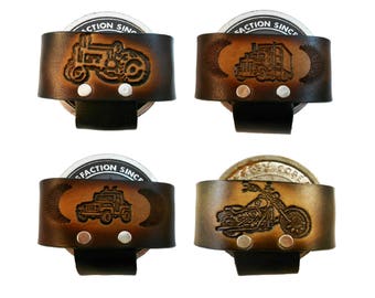 Leather Snuff Can Holder, Chewing Tobacco Case, Handcrafted, Many Designs  to Choose From