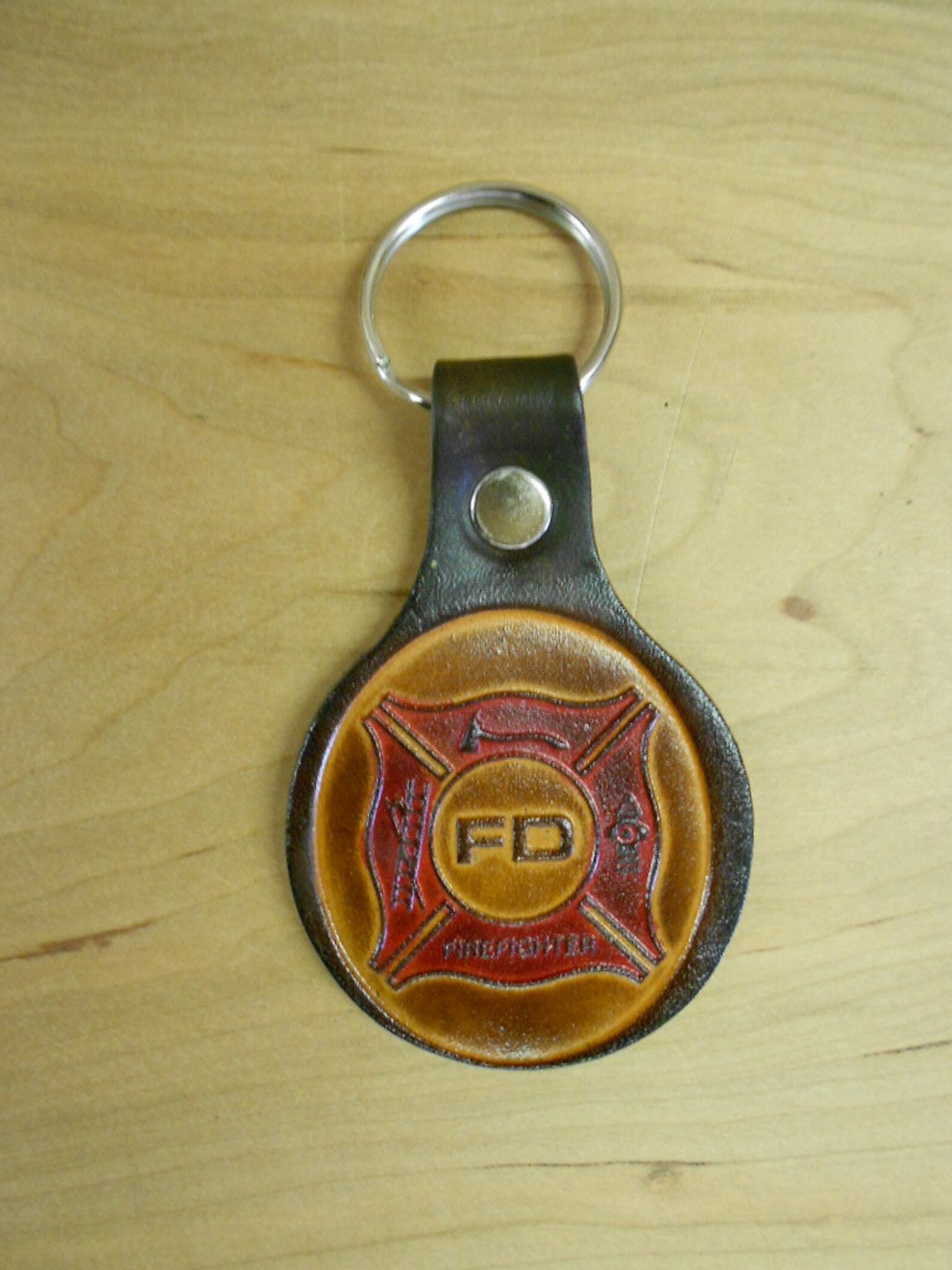 Four Pack of Leather Firefighter Keychains 4 Key Fobs Etsy