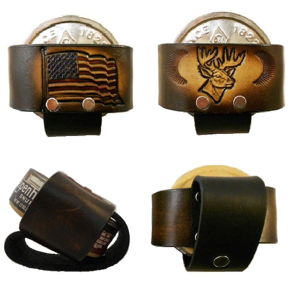 Leather Snuff Can Holder, Chewing Tobacco Case, Handcrafted, Many Designs to Choose From