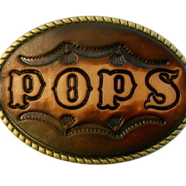 Large Custom Tooled Leather Belt Buckle, MADE to ORDER, Names or Initials Up to 7 Letters