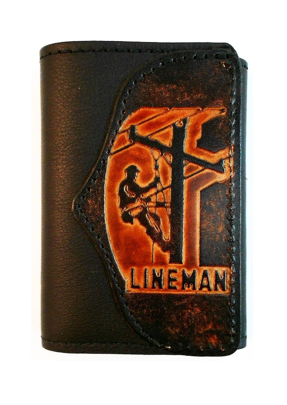 Keychain ID Holder Wallet - Lineman - Leather Keychain ID Holder Wallet - Lineman - Leather
