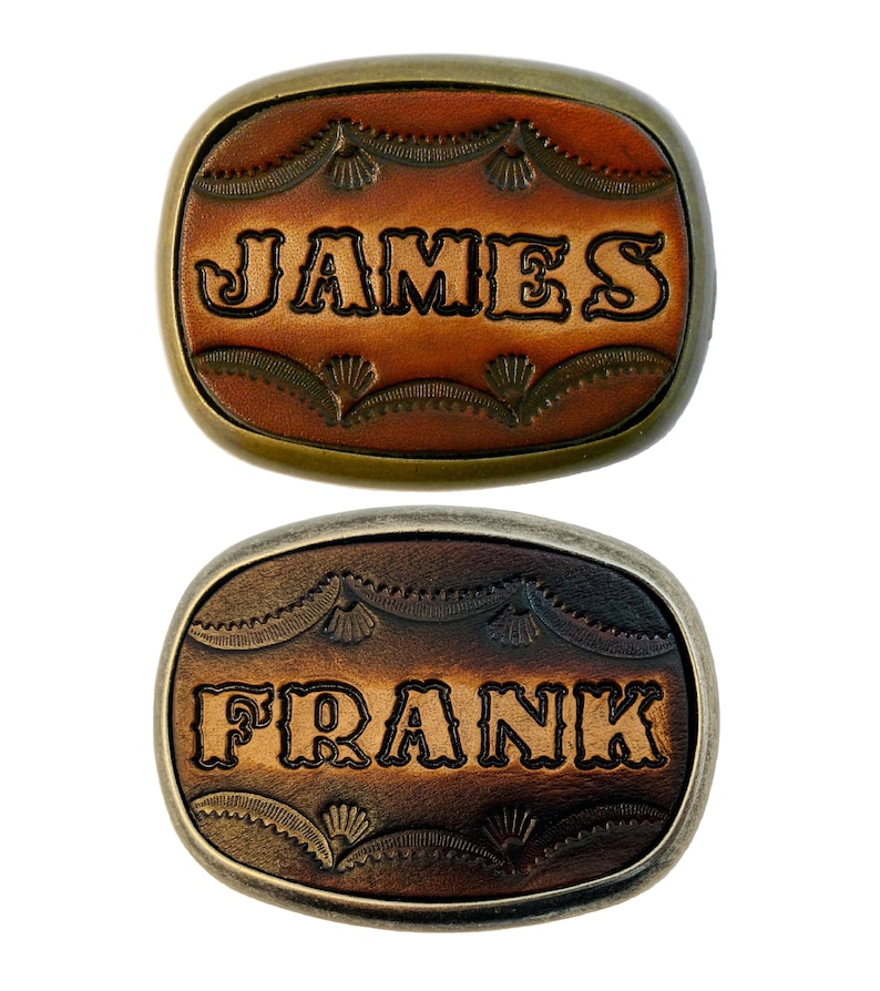 MADE to ORDER Custom Tooled Leather Belt Buckle Names or Etsy