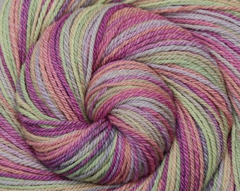 Handspun Wool Yarn, Dk weight yarn, MERRY-GO-ROUND, Hand dyed 21.5μ Merino wool, 300 yards, hand spun yarn, weft yarn, gift for knitter