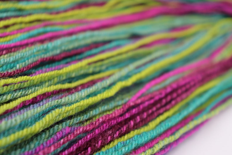 Handspun Yarn, Bulky weight THE OTHER SIDE Handpainted Shetland / Tussah Silk, 196 yards, hand spun yarn, gift for knitter image 4