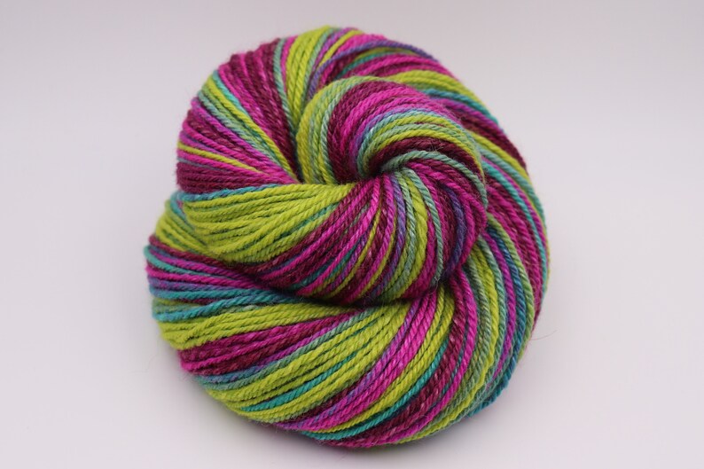 Handspun Yarn, Bulky weight THE OTHER SIDE Handpainted Shetland / Tussah Silk, 196 yards, hand spun yarn, gift for knitter image 5