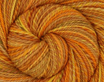 Worsted Weight Handspun Yarn, POCKETFUL OF SUNSHINE, Handpainted Targhee wool, 235 yards, gift for knitter, weft yarn, hand spun