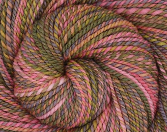Handspun Yarn, Bulky weight - DAILY MEDITATION - Hand dyed Polwarth wool, 189 yards, gift for knitter, weft yarn, hand spun yarn