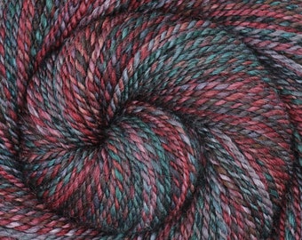 Handspun Yarn, Bulky weight - A RUSTIC HOLIDAY - Hand dyed Gray Merino /Tussah Silk, 156 yards, gift for knitter, weft yarn